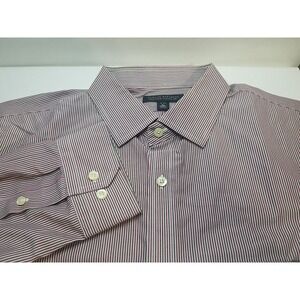Banana Republic Mens Dress Shirt Size XL 17-17.5 Red Striped‎ Soft Classic Fit